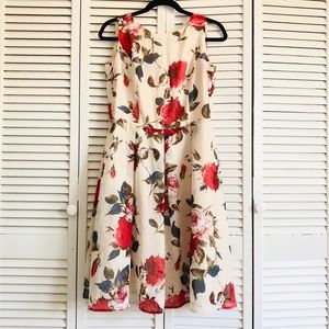 Boho Midi Floral Print Sleeveless Summer Casual Full Lined Sheer Sundress S